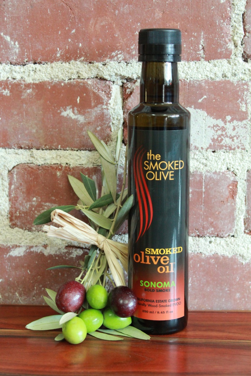 A bottle of Sonoma smoked olive oil